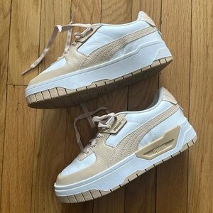 Puma Women's Cream and White Sneakers